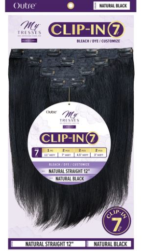 OUTRE MYTRESSESS PURPLE LABLEL 100% Human Hair 7PC Clip- Ins Natural Straight 18